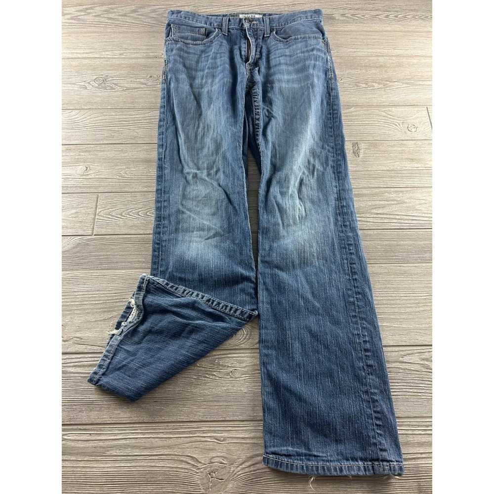 BKE Jake Bootcut Jeans Mens 32L Dark Wash Denim Blue Cotton Blend Buckle